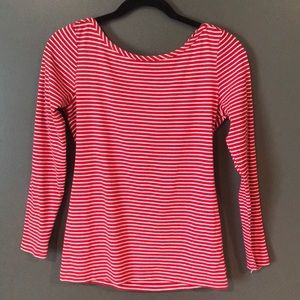 Banana Republic Red/White Striped Long Sleeve Top